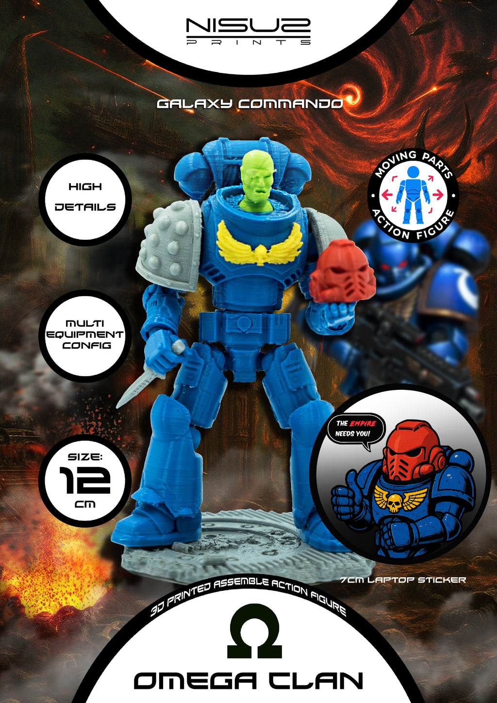 Omega Clan – Galaxy Commando
Custom 3D Printed Collectible Figure (FDM, PLA)