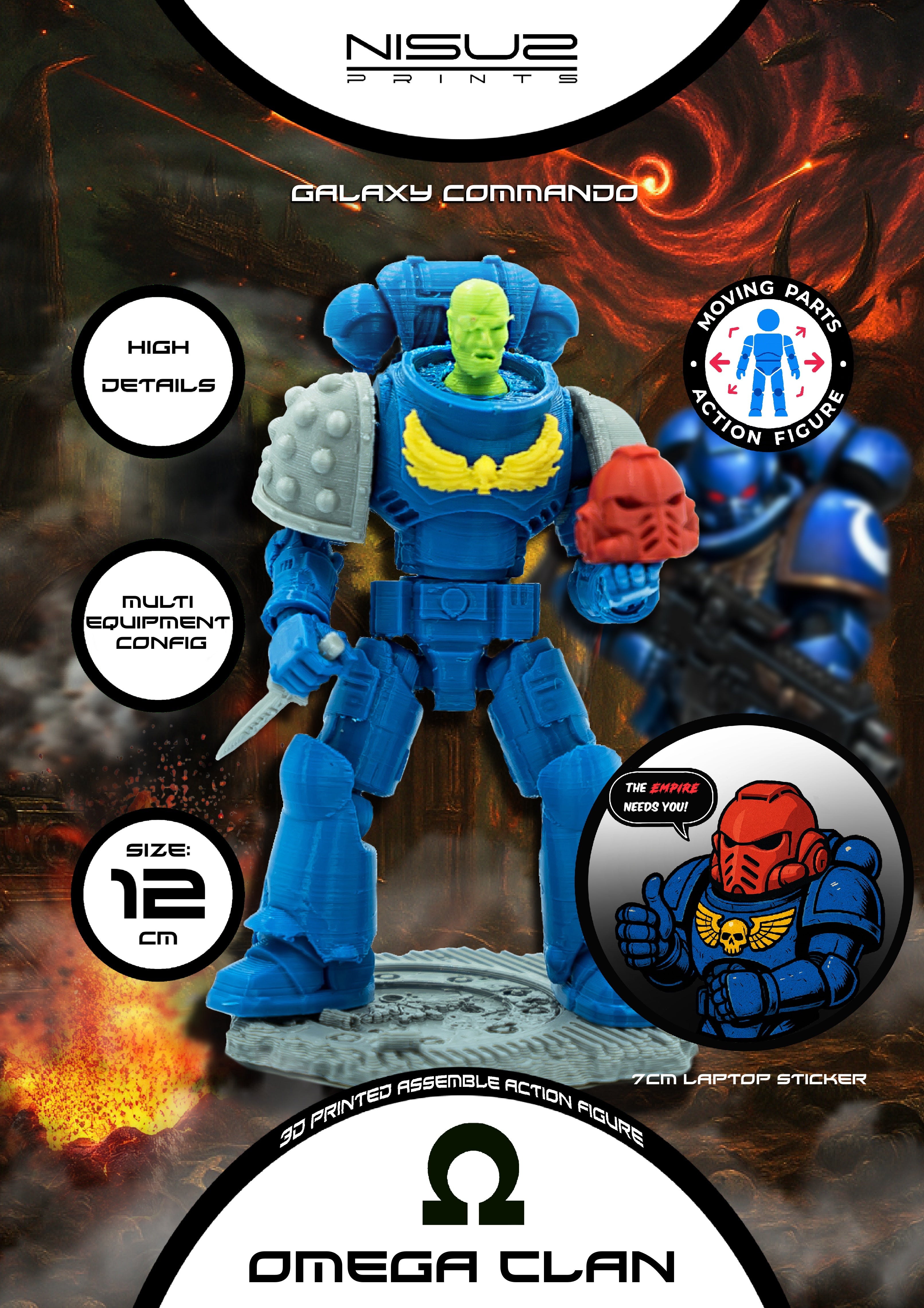 Omega Clan – Galaxy Commando
Custom 3D Printed Collectible Figure (FDM, PLA)