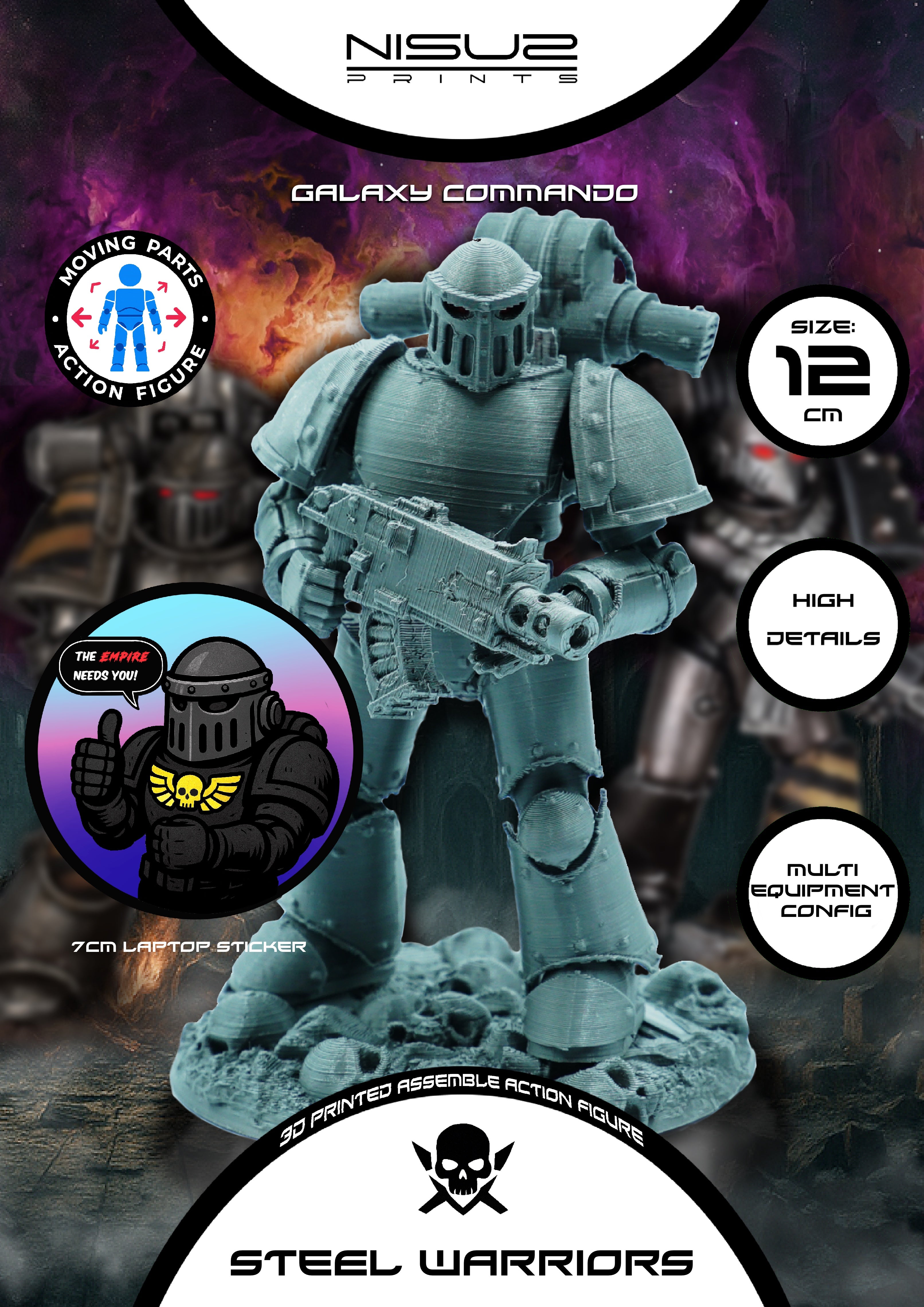 Steel Warriors - Galaxy Commando
Custom 3D Printed Collectible Figure (FDM, PLA)