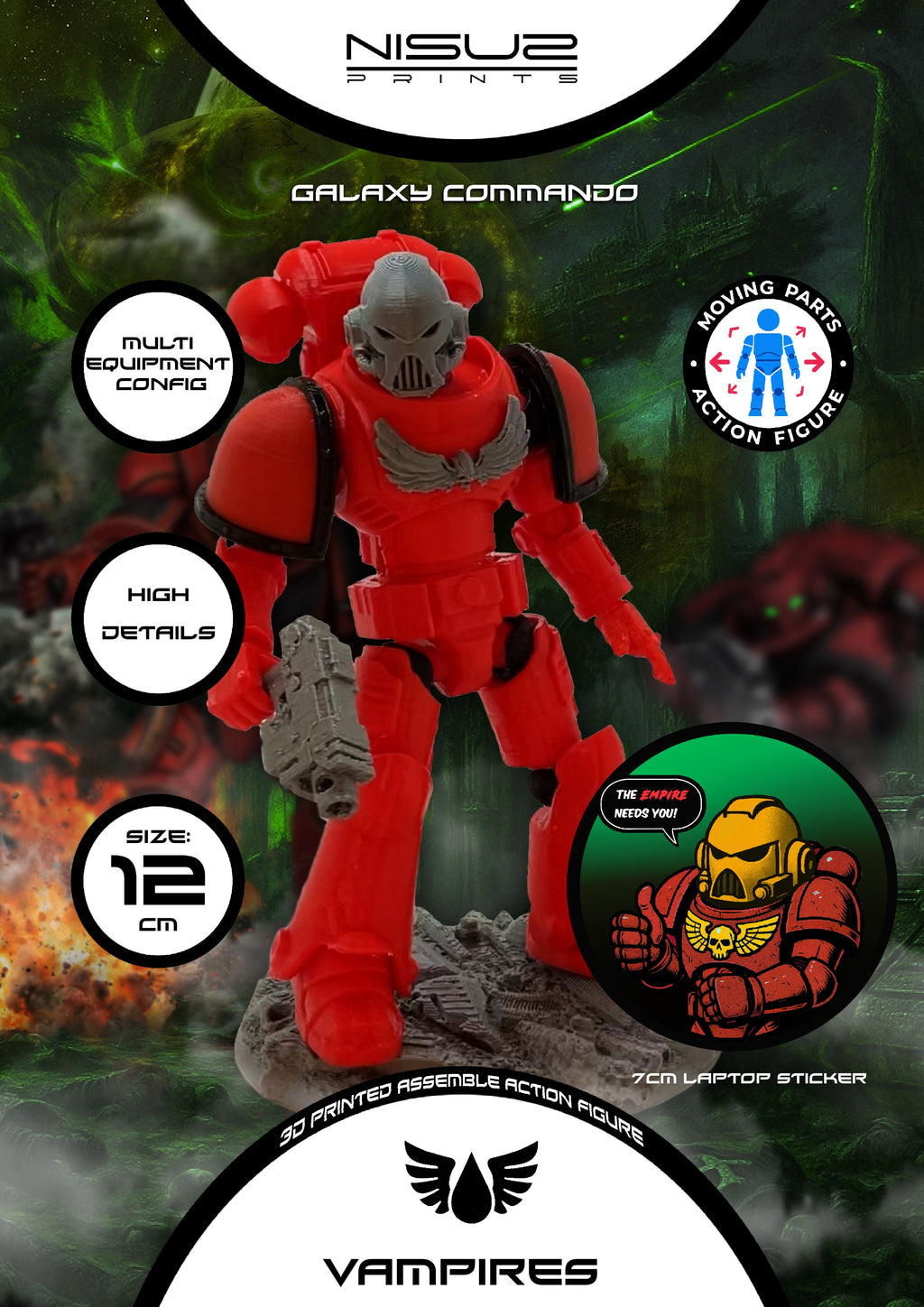 Vampires – Galaxy Commando
Custom 3D Printed Collectible Figure (FDM, PLA)