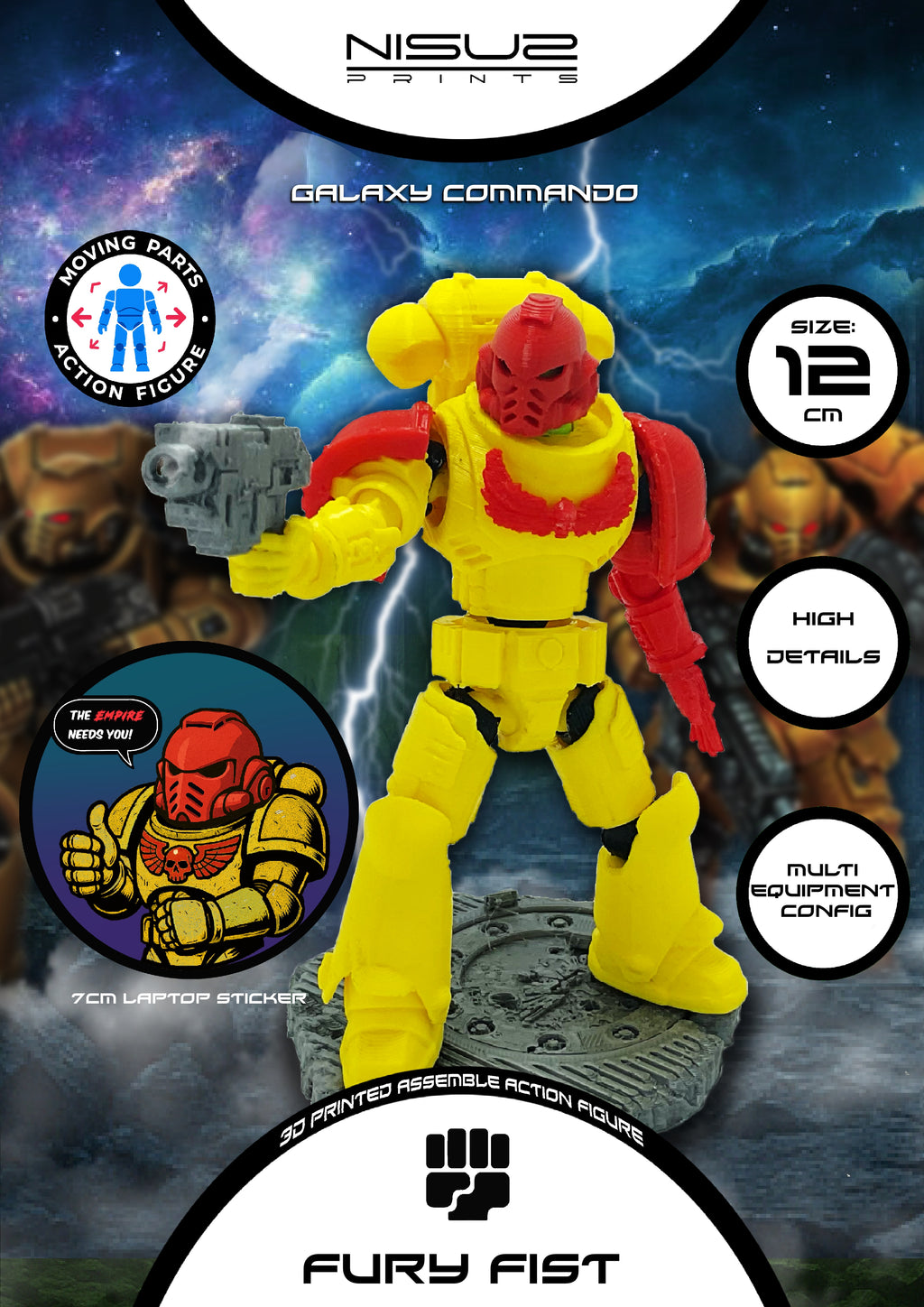 Fury Fist – Galaxy Commando
Custom 3D Printed Collectible Figure (FDM, PLA)